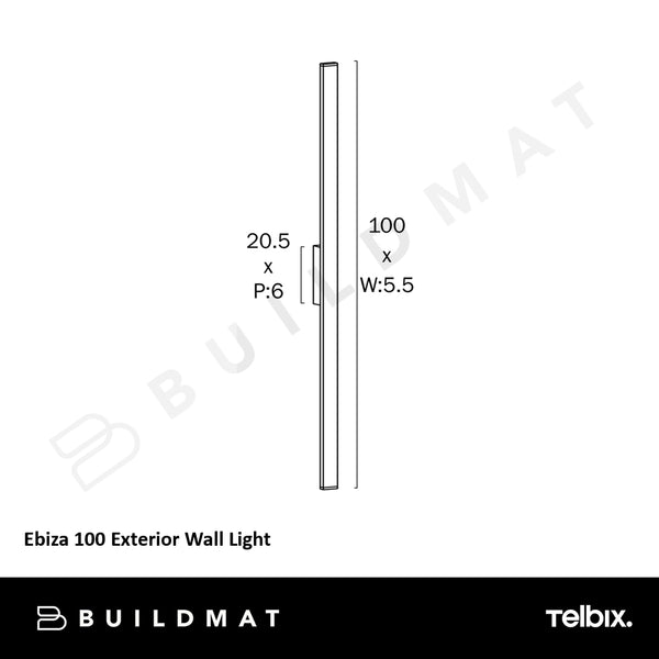 Telbix Ebiza 100 Exterior Wall Light Black