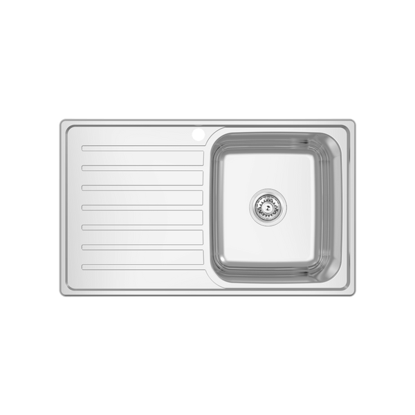 Abey EC Single Right Hand Bowl with Left Drainboard Stainless Steel