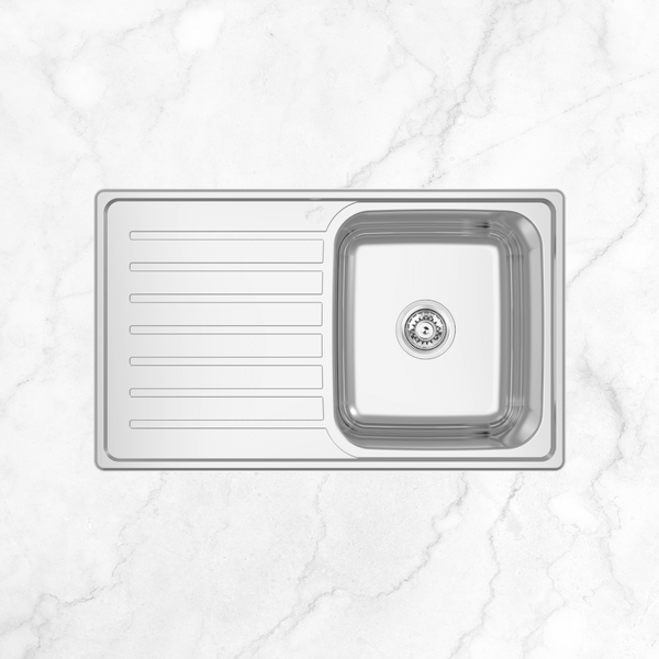 Abey EC Single Right Hand Bowl with Left Drainboard Stainless Steel