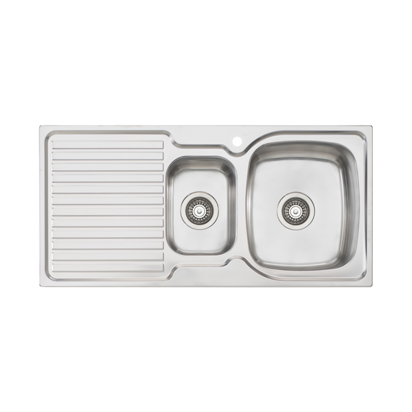 Oliveri Endeavour 1 And 1/2 Bowl Sink With Left Drainboard and Taphole Stainless Steel