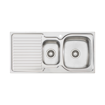 Oliveri Endeavour 1 And 1/2 Bowl Sink With Left Drainboard and Taphole Stainless Steel
