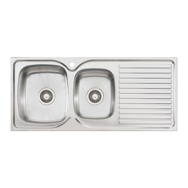 Oliveri Endeavour 1 And 3/4 Bowl Sink With Right Drainboard and Taphole Stainless Steel