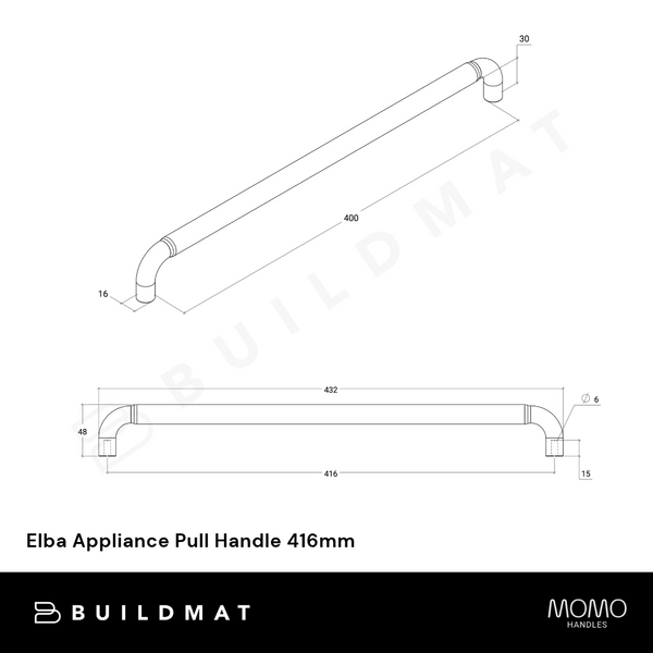 Momo Handles Elba Appliance Pull Handle 416mm Bronze