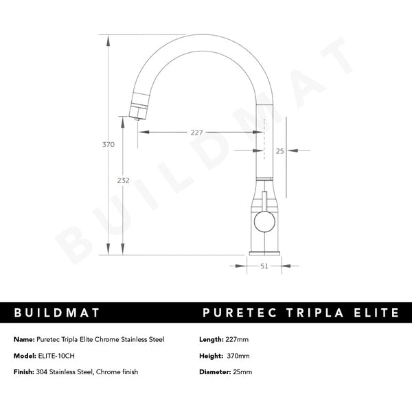 Puretec Tripla Elite Chrome Stainless Steel
