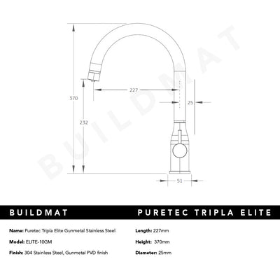 Puretec Tripla Elite Gunmetal Stainless Steel