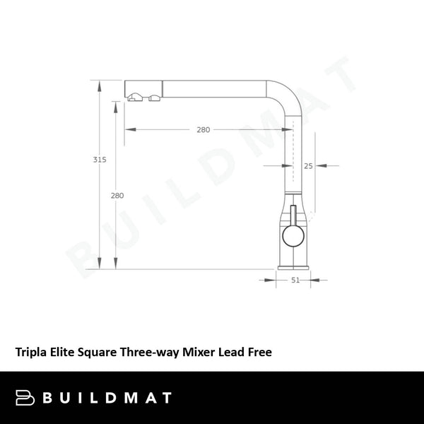 Puretec Tripla Elite Square Three-Way Mixer Brushed Gold Lead Free