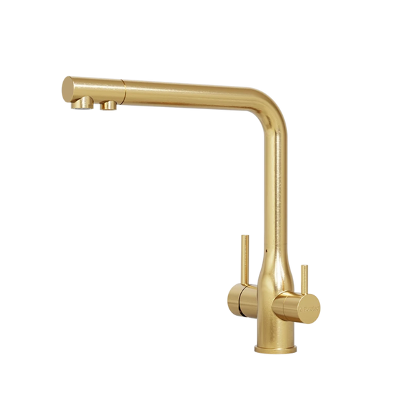 Puretec Tripla Elite Square Three-Way Mixer Brushed Gold