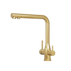 Puretec Tripla Elite Square Three-Way Mixer Brushed Gold Lead Free