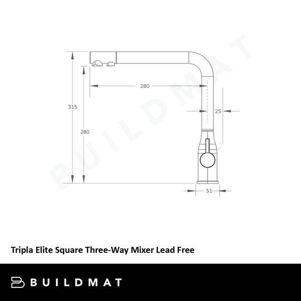 Puretec Tripla Elite Square Three-Way Mixer Gunmetal Lead Free