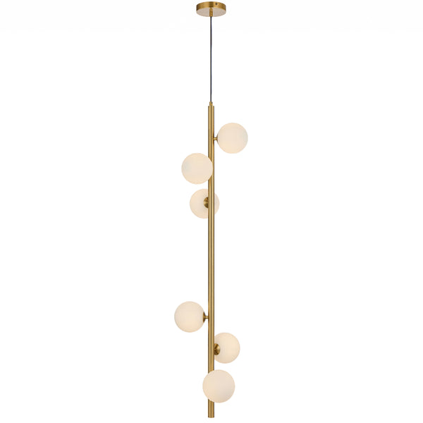 Telbix Elson 6 Light Pendant Antique Gold Opal Matte