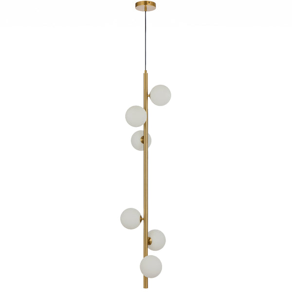Telbix Elson 6 Light Pendant Antique Gold Opal Matte