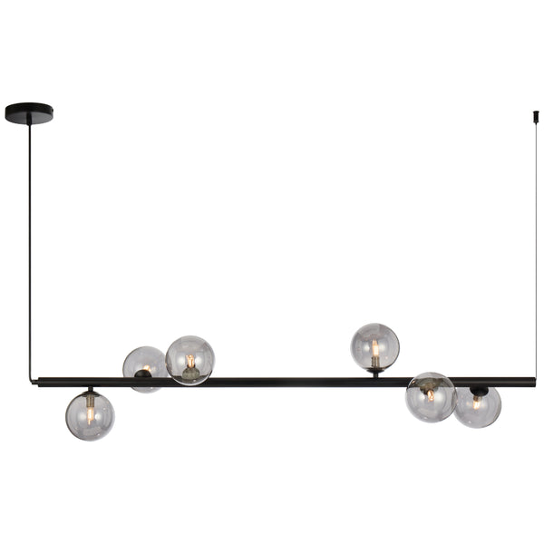 Telbix Elson 6 Light Pendant Black Smoke