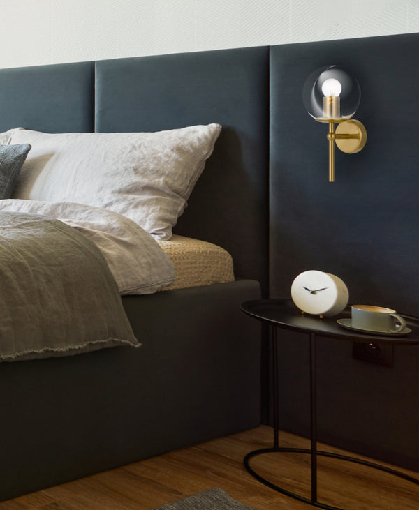 Telbix Eterna 1 Light Wall Lamp Antique Gold Clear