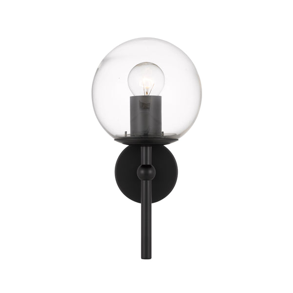 Telbix Eterna 1 Light Wall Lamp Black Clear