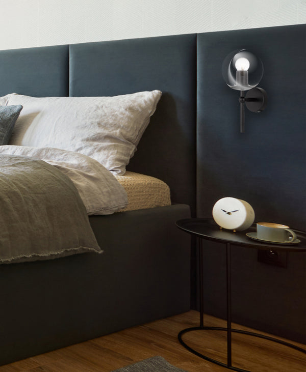 Telbix Eterna 1 Light Wall Lamp Black Clear