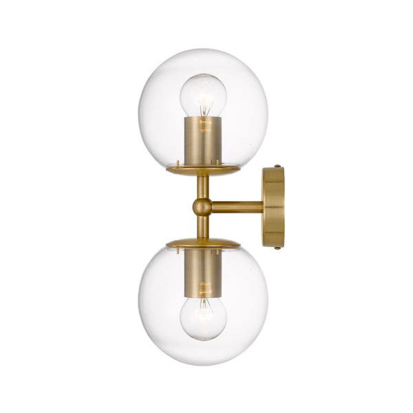 Telbix Eterna 2 Lights Wall Lamp Antique Gold Clear