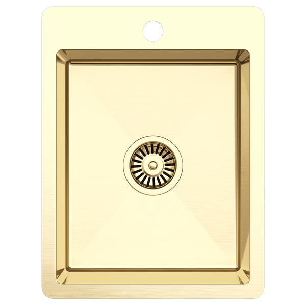 Alma Evelyn 380x500 Single Bowl Tap Landing Sink Brushed Brass Gold