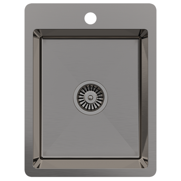 Alma Evelyn 380x500 Single Bowl Tap Landing Sink Brushed Gunmetal