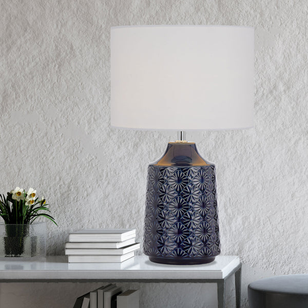 Telbix Fedon Ceramic Table Lamp Blue