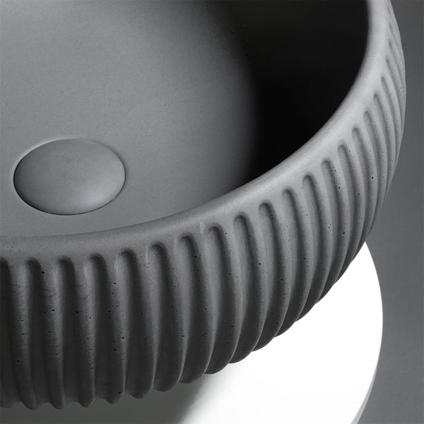 Alma Felda Meteor Grey Fluted Concrete Basin