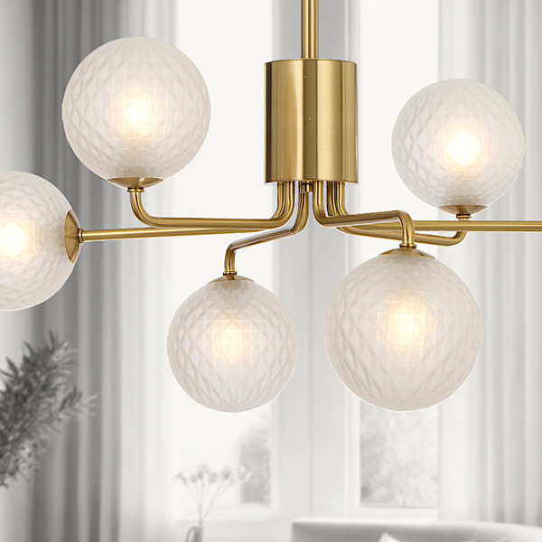 Telbix Felton 6 Light Pendant Antique Gold Frost Tear