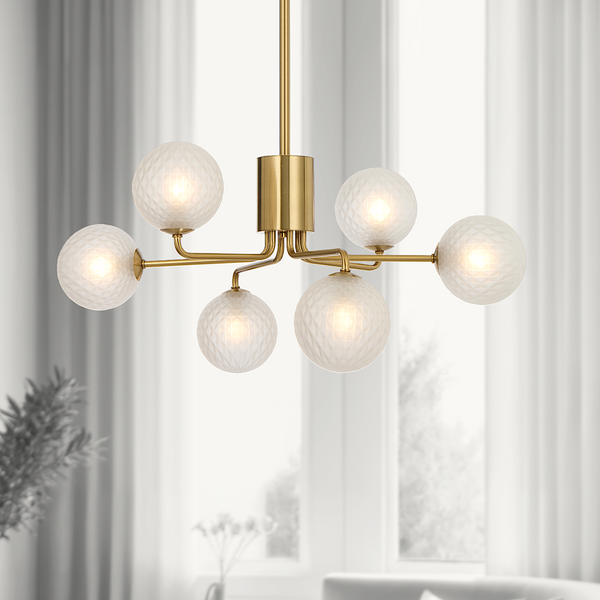 Telbix Felton 6 Light Pendant Antique Gold Frost Tear