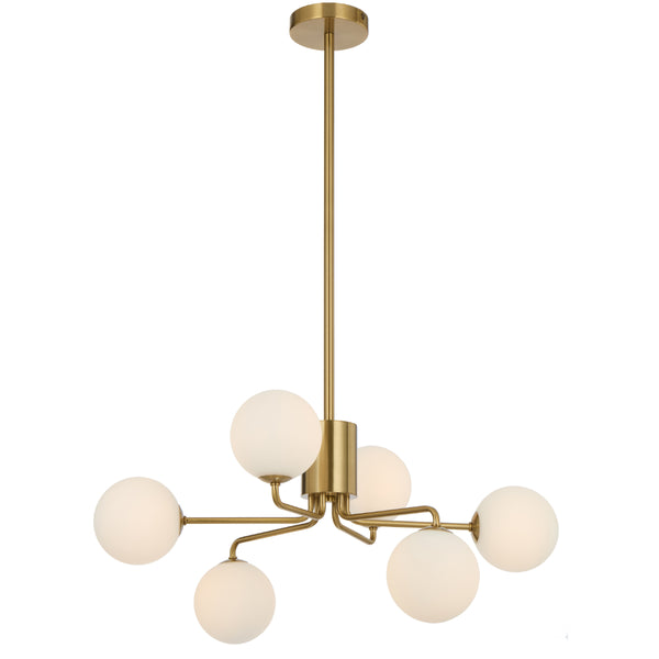 Telbix Felton 6 Light Pendant Antique Gold Opal Matt