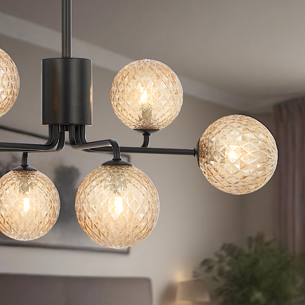 Telbix Felton 6 Light Pendant Black Amber Tear