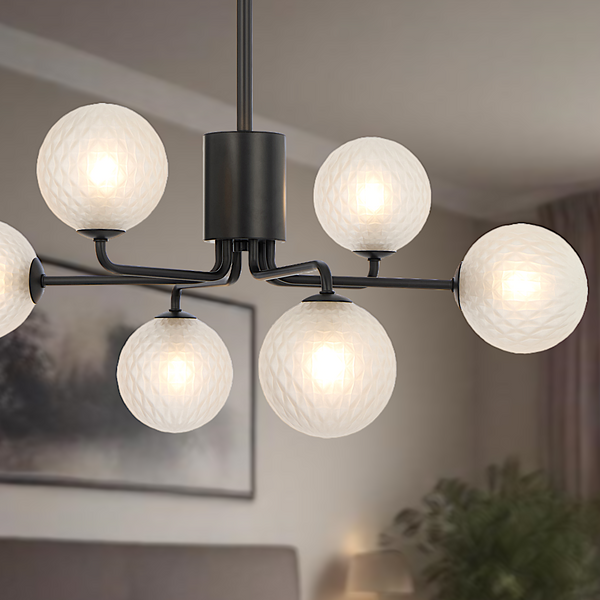Telbix Felton 6 Light Pendant Black Frost Tear