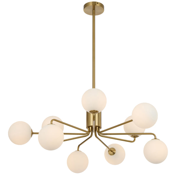 Telbix Felton 9 Light Pendant Antique Gold Opal Matt