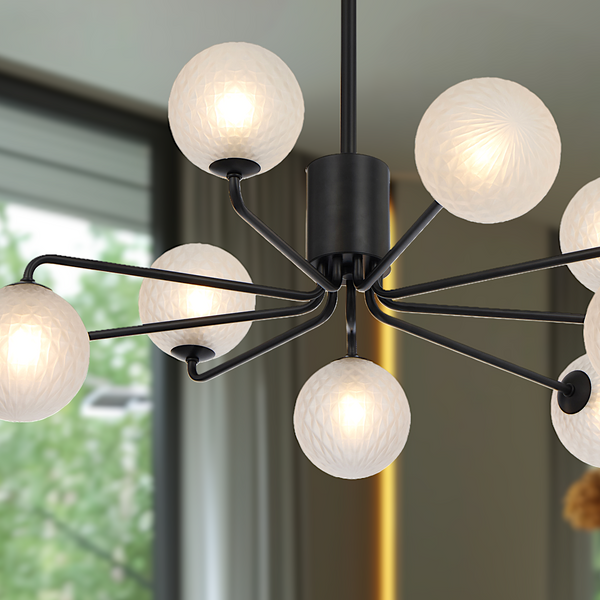 Telbix Felton 9 Light Pendant Black Frost Tear