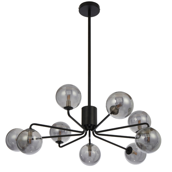 Telbix Felton 9 Light Pendant Black Smoke