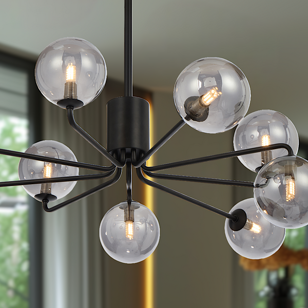 Telbix Felton 9 Light Pendant Black Smoke