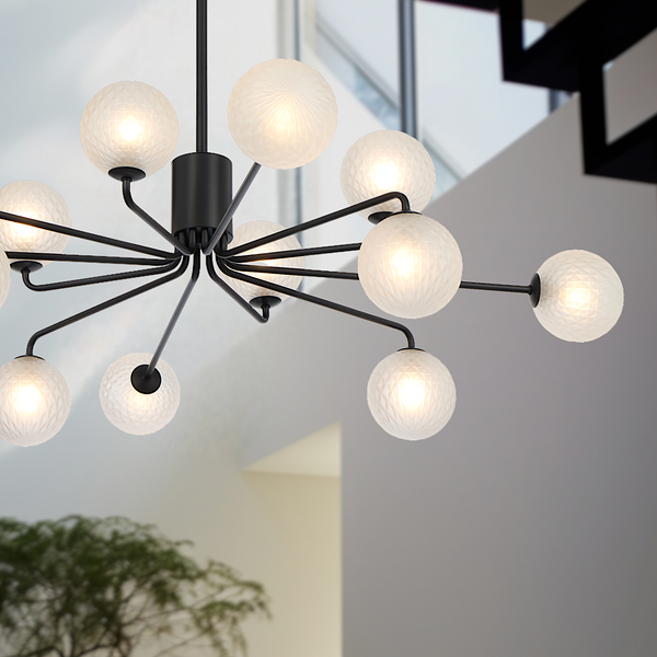 Telbix Felton 12 Light Pendant Black Frost Tear