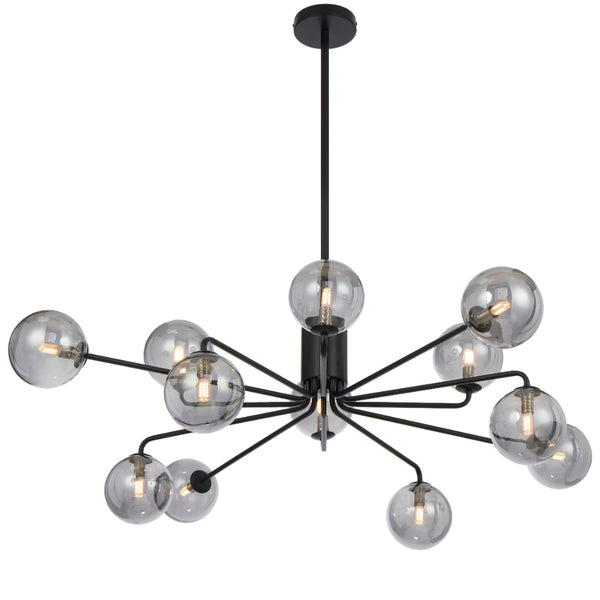 Telbix Felton 12 Light Pendant Black Smoke