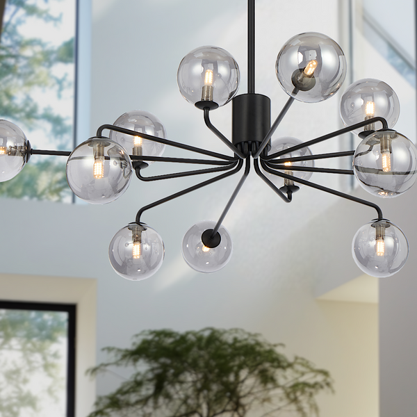 Telbix Felton 12 Light Pendant Black Smoke