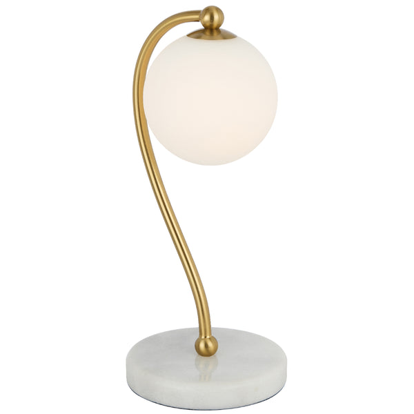 Telbix Felton Table Lamp White Marble Opal Matt