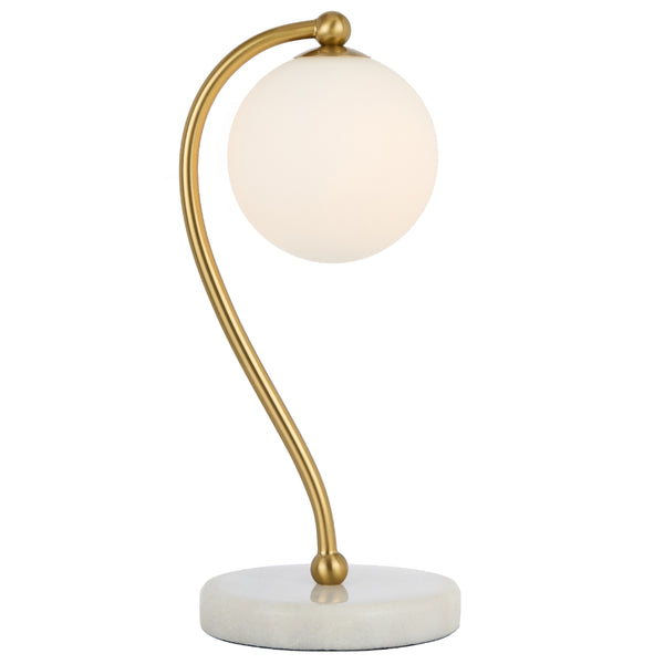 Telbix Felton Table Lamp White Marble Opal Matt