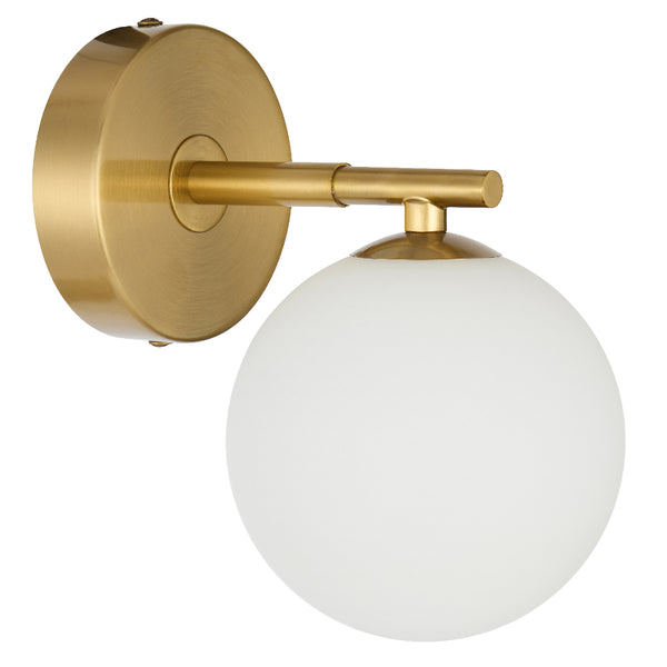 Telbix Felton 1 Light Wall Light Antique Gold Opal Matt