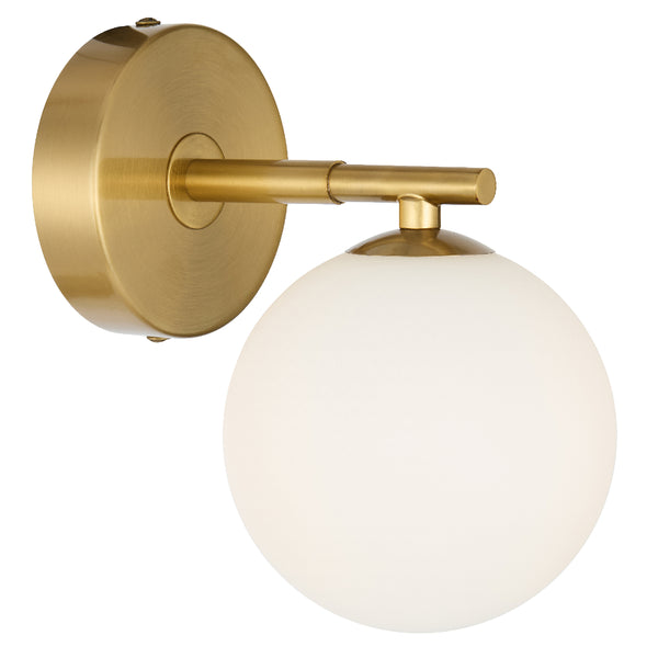 Telbix Felton 1 Light Wall Light Antique Gold Opal Matt