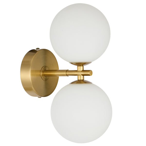 Telbix Felton 2 Light Wall Light Antique Gold Opal Matt