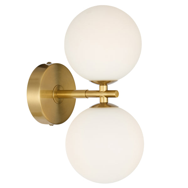Telbix Felton 2 Light Wall Light Antique Gold Opal Matt