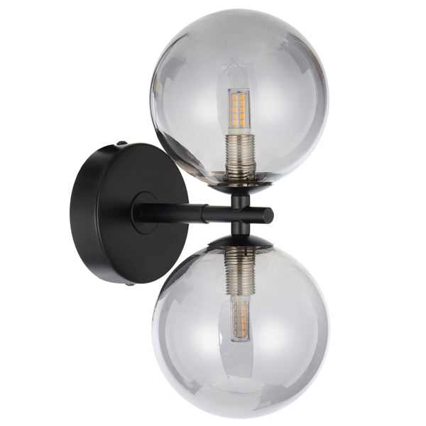 Telbix Felton 2 Light Wall Light Black Smoke