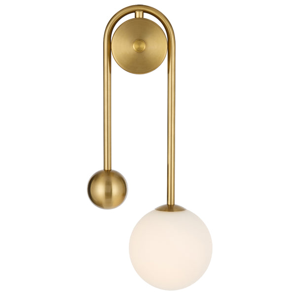 Telbix Felton Arm Wall Light Antique Gold Opal Matt
