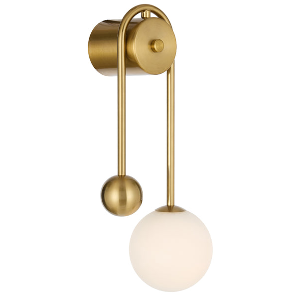 Telbix Felton Arm Wall Light Antique Gold Opal Matt
