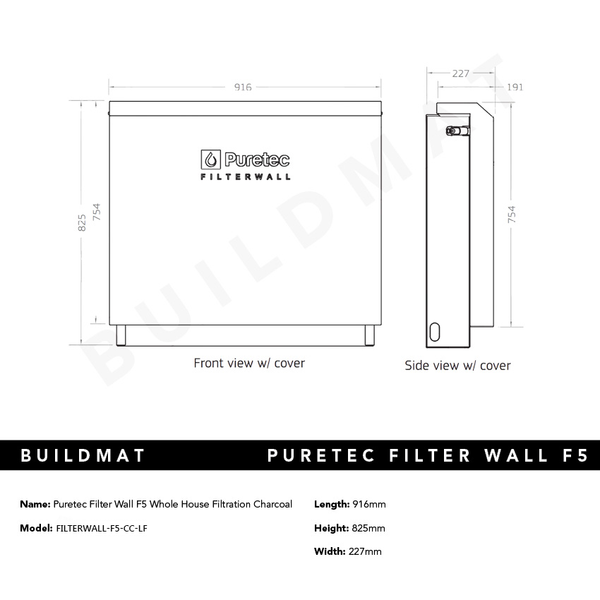 Puretec Filter Wall F5 Whole House Filtration Charcoal Lead Free