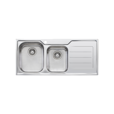 Oliveri Flinders 1 And 3/4 Bowl Sink With Right Drainboard Stainless Steel
