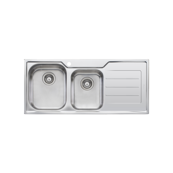 Oliveri Flinders 1 And 3/4 Bowl Sink With Right Drainboard Stainless Steel