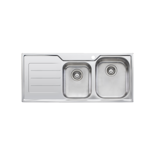 Oliveri Flinders 1 And 3/4 Bowl Sink With Left Drainboard Stainless Steel