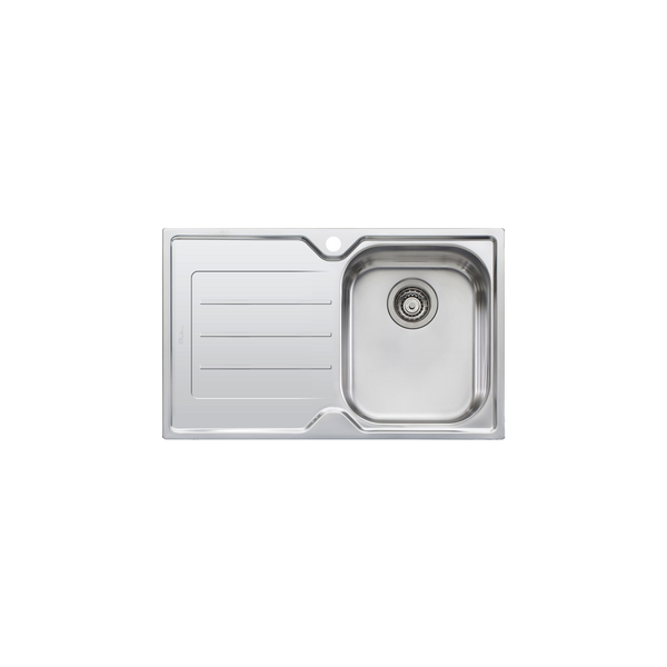 Oliveri Flinders Single Bowl Sink With Left Drainboard and Taphole Stainless Steel